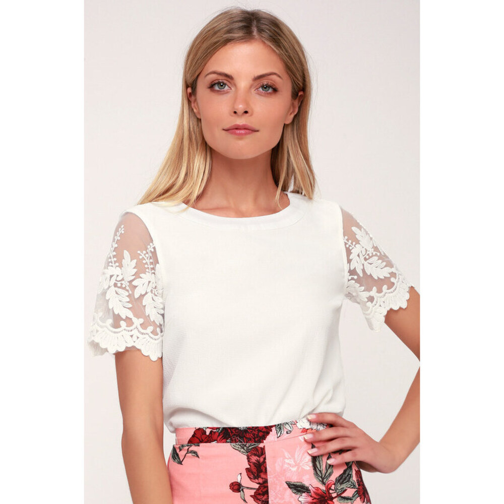 Lulus Lisa Marie White Embroidered Top - Size XL